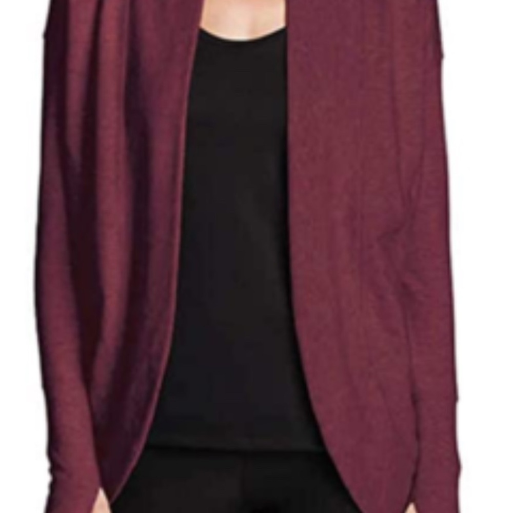 Eddie Bauer Women's Maroon Open Front Camp Fleece Wrap Cardigan